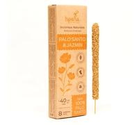 ISPALLA® Aromalinie Bâtons d'encens Palo Santo & Jasmin, 8 bâtonnets épais, pour motivation, créativité et humeur positive, fait à la main au Pérou, 100 % naturel et végétalien