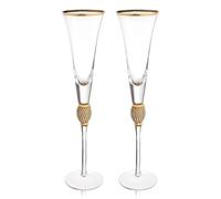 ISTOVO Ensemble de Verres à Vin en Cristal 2 Pièces, Flûtes à Champagne Décoratives en Diamant Élégantes avec Tige Longue, Verres à Cocktail, Cadeau, Cadre Doré, 2 Pièces.