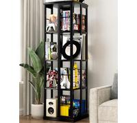iSunirm Étagère à Livres rotative, étagère d'angle, bibliothèque pivotante en Bois à 360°, bibliothèque sur Pied, étagère étroite et tournante, Meuble de Rangement pour Petits espaces, Noir.