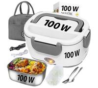 ISY-SHOP Gamelle chauffante, lunch box chauffante électrique chauffe plat, boite repas 12v24v220v 100 W etanche réchauffe plat bureau, voiture, camion allume cigare, chantier,sac isotherme