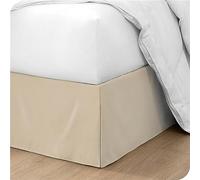 ISZI Cache-Sommier Plissé 100% Microfibre en Coton avec Jupe de Lit de Volants De 35 Cm Cache-Sommier Facile À Installer Ultra Doux Élastique 90/120/140/150/180CM Cache Sommier,Beige,140 * 200+35cm