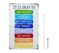"IT IS OKAY TO" panneau déco motivante antirouille plaque métallique affiche inspirante colorée affiches inspirantes enfants Inspirational children's posters plaque metal decorative décoration murale