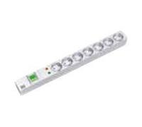 Bachmann Bâti de prises 48,30cm (19") ÜSS, ALU, 7x, s noir, contact de protection, 2 m, 1UH, avec interrupteurAvec protection contre les surtensions 6,5 kA, affichage optique de fonctionnement et de p
