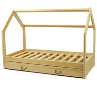 Lit de maison scandinave 160x80cm + tiroir en bois