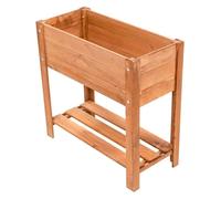ITA bac surélevé en bois 80x37x78 cm - bac à plantes avec étagère & film intérieur - EU - directement du fabricant - bois de pin- bac à plantes bac à fleurs pour jardin balcon terrasse - Braun