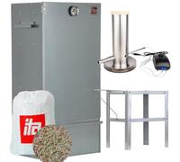 ITA Fumoir 7001 - Set Smoker avec générateur de fumée, table - Armoire à fumage avec thermomètre - Acier allié - Qualité UE, Direct fabricant - 81 cm avec 3 niveaux