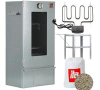 ITA Fumoir Électrique 7002 - Set Smoker avec chauffage, table - Armoire à fumage avec fenêtre & thermomètre - Acier inoxydable - Qualité UE, Direct fabricant - 81 cm avec 3 niveaux