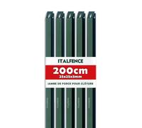 Italfence - Jambe de force H200cm 25x25x3mm pour clôture en fer plastifié vert [10 pièces]