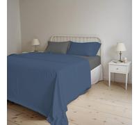 Italian Bed Linen CL-NC-avio/fumo-2P Natural Color ensemble de draps de lit, avio/Gris foncé, Double, 100 % Coton