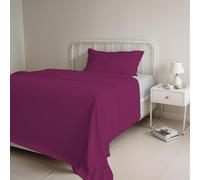 Italian Bed Linen CL-NC-Fuxia/Grigio chiaro-1P Natural Color ensemble de draps de lit, fuchsia/Gris clair, Single, 100 % Coton