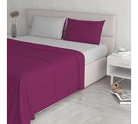 Italian Bed Linen CL-NC-Fuxia/Grigio chiaro-2P Natural Color ensemble de draps de lit, fuchsia/Gris clair, Double, 100 % Coton