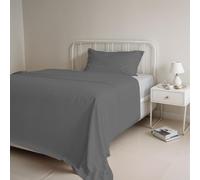 Italian Bed Linen CL-NC-grigio chiaro/fumo-1PM Natural Color ensemble de draps de lit, clair/Gris foncé, Small double, 100 % coton, Place et Demie