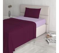 Italian Bed Linen CL-NC-lilla/prugna-1P Natural Color ensemble de draps de lit, Lilas/Prune, Single, 100 % Coton