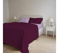 Italian Bed Linen CL-NC-lilla/prugna-2P Natural Color ensemble de draps de lit, Lilas/Prune, Double, 100 % Coton