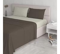 Italian Bed Linen CL-NC-marrone/panna-2P Natural Color ensemble de draps de lit, Marron/Crème, Double, 100 % Coton