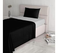 Italian Bed Linen CL-NC-Nero/Grigio chiaro-1P Natural Color ensemble de draps de lit, Noir/Gris clair, Single, 100 % Coton