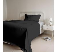 Italian Bed Linen CL-NC-Nero/Grigio chiaro-1PM Natural Color ensemble de draps de lit, Noir/Gris clair, Small double, 100 % Coton