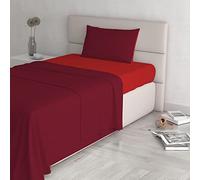 Italian Bed Linen CL-NC-rosso/bordeaux-1PM Natural Color ensemble de draps de lit, Rouge/bordeaux, Small double, 100 % Coton
