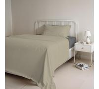 Italian Bed Linen CL-NC-tortora/fumo-1PM Natural Color Ensemble de draps de lit, Tourterelle/Gris foncé, Small Double, 100 % Coton