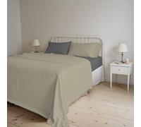 Italian Bed Linen CL-NC-tortora/fumo-2P Natural Color Ensemble de draps de lit, Tourterelle/Gris foncé, Double, 100 % Coton