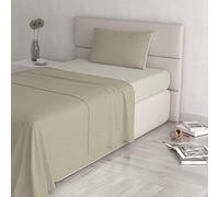 Italian Bed Linen CL-NC-tortora/panna-1PM Natural Color ensemble de draps de lit, Gris tourterelle/Crème, Small double, 100 % Coton