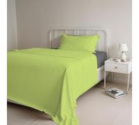 Italian Bed Linen CL-NC-Verde acido/fumo-1P Natural Color ensemble de draps de lit, Vert acide/Gris foncé, Single, 100 % Coton
