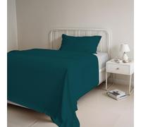 Italian Bed Linen CL-NC-Verde petr/Grigio chi-1P Natural Color ensemble de draps de lit, Vert pétrole/Gris clair, Single, 100 % Coton