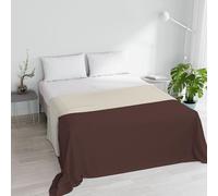 Italian Bed Linen Couette d'été en Microfibre, Marron/crème, 250 x 250 cm