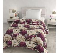 Italian Bed Linen Couette d'hiver Infinity, sans Repassage, Made in Italy | Couette pour Lit 1 Place, 170x260 cm, 100% Microfibre Imprimée, Garnissage 300 g, Couverture d'Hiver, Peonies