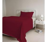 Italian Bed Linen Couleur Naturelle Ensemble de draps de lit “Natural Colour”, Coton, Bordeaux/Crème, 1 Place et demie