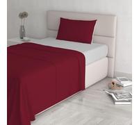 Italian Bed Linen Couleur Naturelle Ensemble de draps de lit “Natural Colour”, Coton, Bordeaux/Gris Clair, 1 Place
