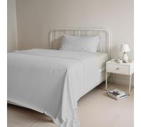 Italian Bed Linen Couleur Naturelle Ensemble de draps de lit “Natural Colour”, Coton, Gris Clair/Crème, 1 Place