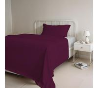 Italian Bed Linen Couleur Naturelle Ensemble de draps de lit “Natural Colour”, Coton, Prune/Gris Clair, 1 Place et demie