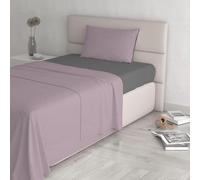 Italian Bed Linen Couleur Naturelle Ensemble de draps de lit “Natural Colour”, Coton, Rose Antique/Gris fumé, 1 Place