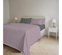 Italian Bed Linen Couleur Naturelle Ensemble de draps de lit “Natural Colour”, Coton, Rose Antique/Gris fumé, 2 Places