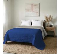 Italian Bed Linen Couvre-lit d'été 260 x 270 cm Bleu/Gris