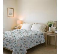 Italian Bed Linen Couvre-lit matelassé d’été Ligne Karma Made in Italy en Microfibre Douce imprimée - Couette Printemps-été mi-Saison - Ramage, Double 250x240 cm