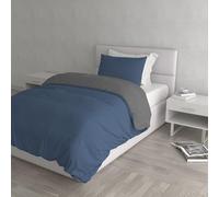 Italian Bed Linen CP-NC-Avio/Fumo - 1PM Natural Color housse de couette double-face couleur unie avec taies d'oreiller, 100 % Coton, Gris foncé, Small