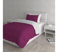 Italian Bed Linen CP-NC-Fuxia/Grigio - 1PM Natural Color housse de couette double-face couleur unie avec taies d'oreiller, 100 % Coton, Fuchsia/Gris Clair, Small