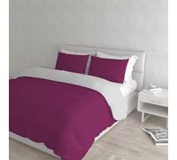 Italian Bed Linen CP-NC-Fuxia/Grigio - 2P Natural Color housse de couette double-face couleur unie avec taies d'oreiller, Fuchsia/Gris Clair