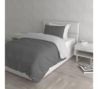 Italian Bed Linen CP-NC-Grigio Chiaro/Fumo - 1PM Natural Color housse de couette double-face couleur unie avec taies d'oreiller, 100 % Coton, Clair/Gris foncé, Small