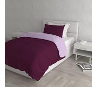 Italian Bed Linen CP-NC-lilla/prugna-1PM Natural Color housse de couette double-face couleur unie avec taies d'oreiller, 100 % Coton, Lilas/Prune, Small