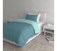 Italian Bed Linen CP-NC-Ottanio/Verde acqua-1P Natural Color housse de couette double-face couleur unie avec taies d'oreiller, 100 % Coton, Sarcelle/Vert Eau, single