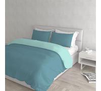 Italian Bed Linen CP-NC-Ottanio/Verde acqua-2P Natural Color housse de couette double-face couleur unie avec taies d'oreiller, 100 % Coton, Sarcelle/Vert Eau