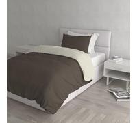 Italian Bed Linen CP-NC Panna - 1P Natural Color housse de couette double-face couleur unie avec taies d'oreiller, 100 % Coton, Marron/Crème, single