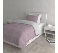Italian Bed Linen CP-NC-Rosa Antico/Grigio chiaro-1PM Natural Color housse de couette double-face couleur unie avec taies d'oreiller, 100 % Coton, Rose/Gris Clair, Small