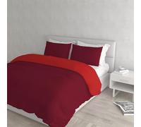 Italian Bed Linen CP-NC-Rosso/Bordeaux - 2P Natural Color housse de couette double-face couleur unie avec taies d'oreiller, Rouge
