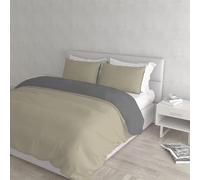 Italian Bed Linen CP-NC-Tortora/Fumo - 2P Natural Color housse de couette double-face couleur unie avec taies d'oreiller, Tourterelle/Gris foncé