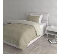 Italian Bed Linen CP-NC-Tortora/Panna - 1PM Natural Color housse de couette double-face couleur unie avec taies d'oreiller, 100 % Coton, Gris Tourterelle/Crème, Small