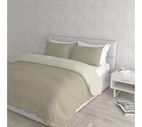 Italian Bed Linen CP-NC-Tortora/Panna - 2P Natural Color housse de couette double-face couleur unie avec taies d'oreiller, Gris Tourterelle/Crème